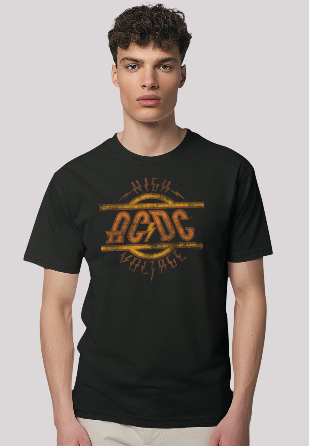 

Футболка с принтом AC/DC ROCK MUSIK BAND HIGH VOLTAGE DISTRESSED F4NT4STIC, черный