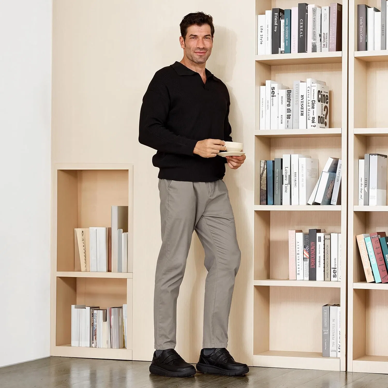 Мужские кожаные туфли FitVille Extra Wide с застежкой, повседневная обувь, деловая обувь, удобные кроссовки, легкие повседневные тапочки, обувь для ходьбы для широкой стопы, размер 40-50, Black — фото 2