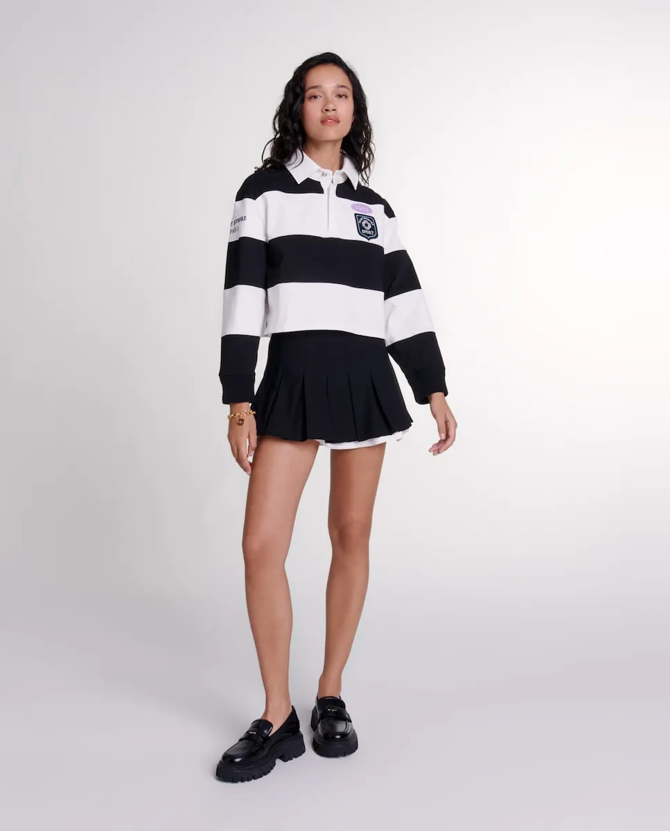 

Короткая юбка-плиссе из двух материалов Maje, черный