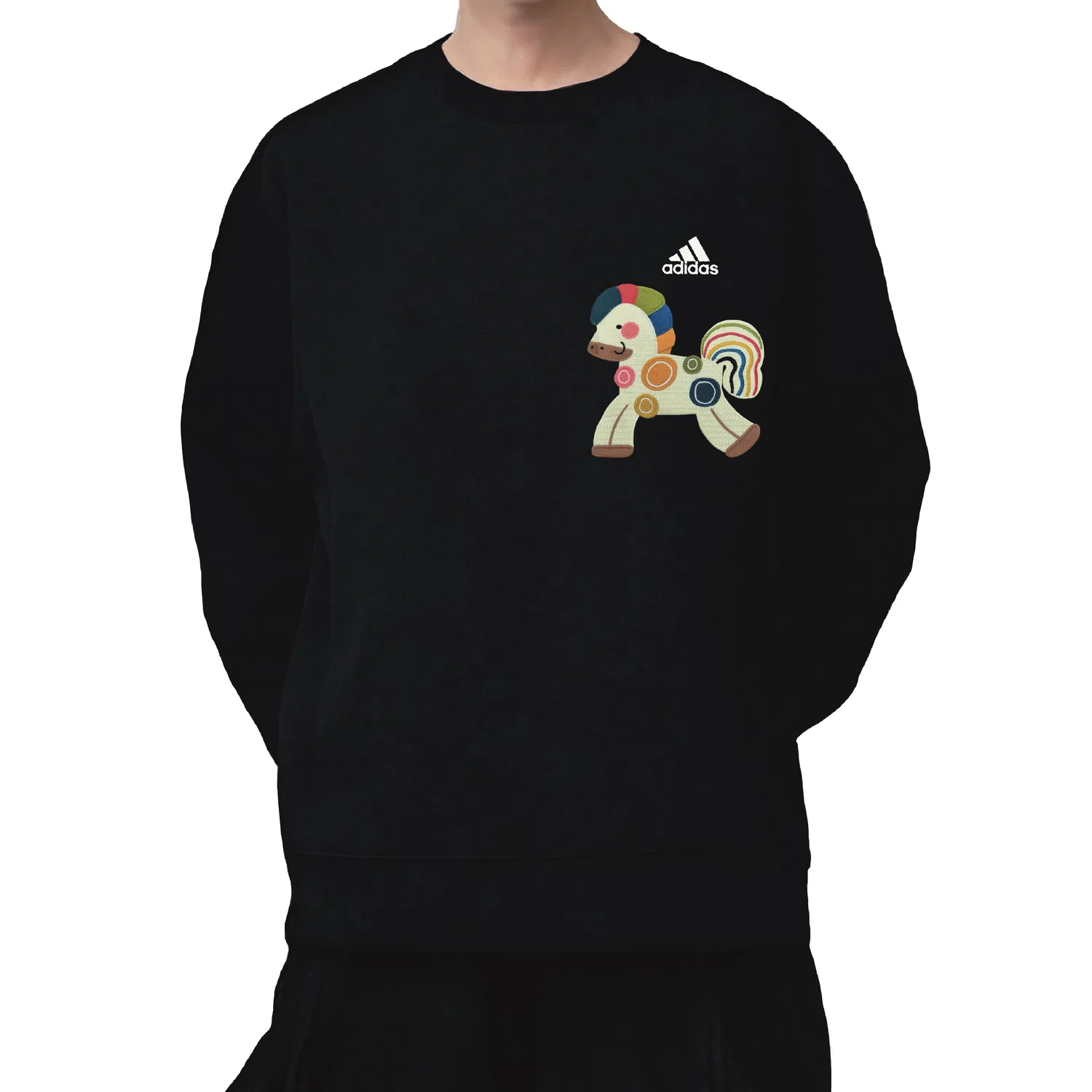 Толстовка с капюшоном LABEL Horse Year Limited Sunshine Rainbow Shiro Horse Everyday Appliqué, на флисовой подкладке Adidas, Black — фото 4