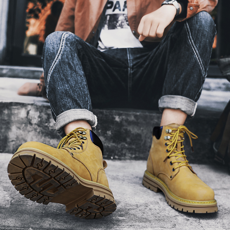 Dunnu Мужские ботинки Martin желто-золотистые с флисовой подкладкой, цвет Gold Fleece-Lined — фото 3