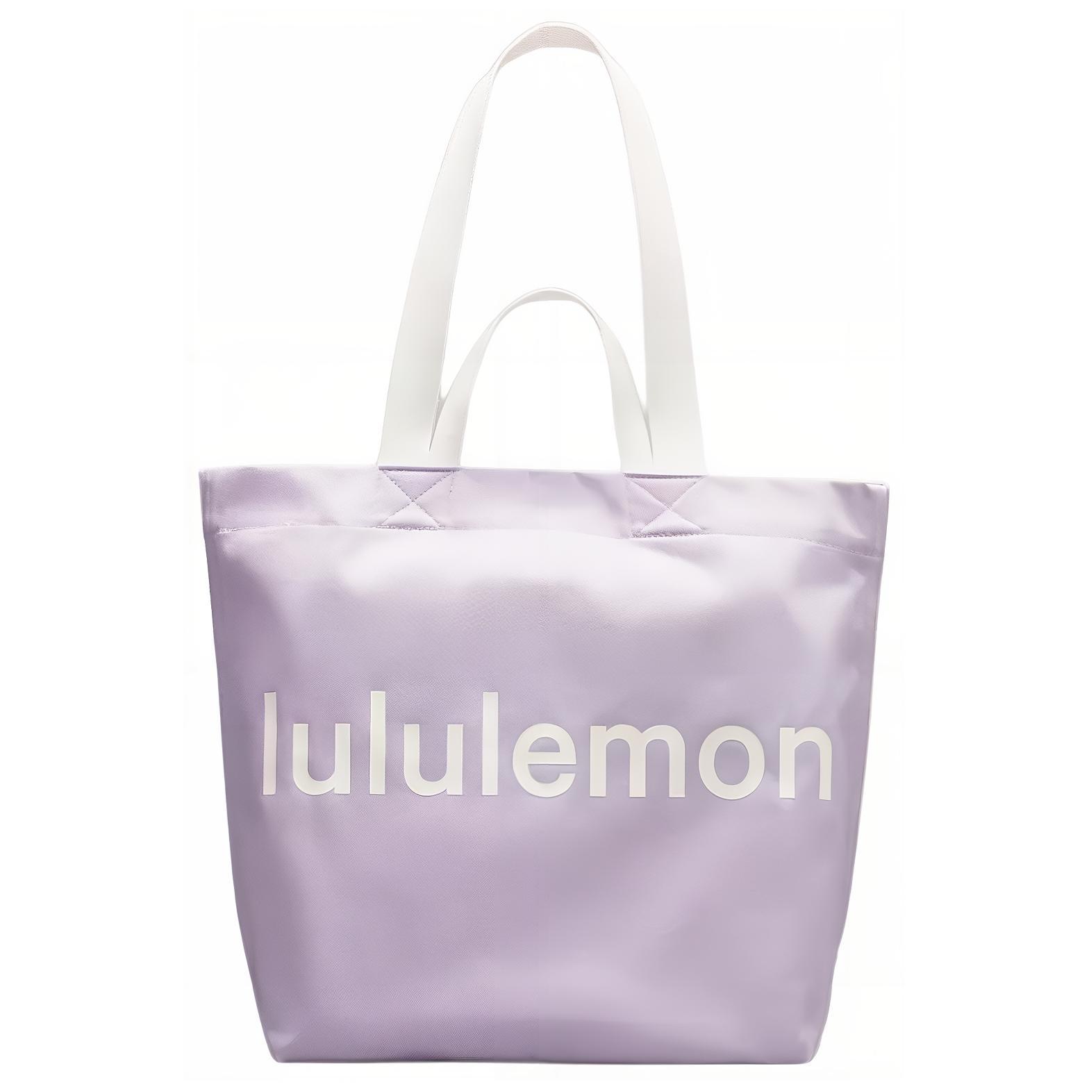 

Lululemon Хлопковая сумка-шоппер унисекс сиренево-белая, Lilac & White