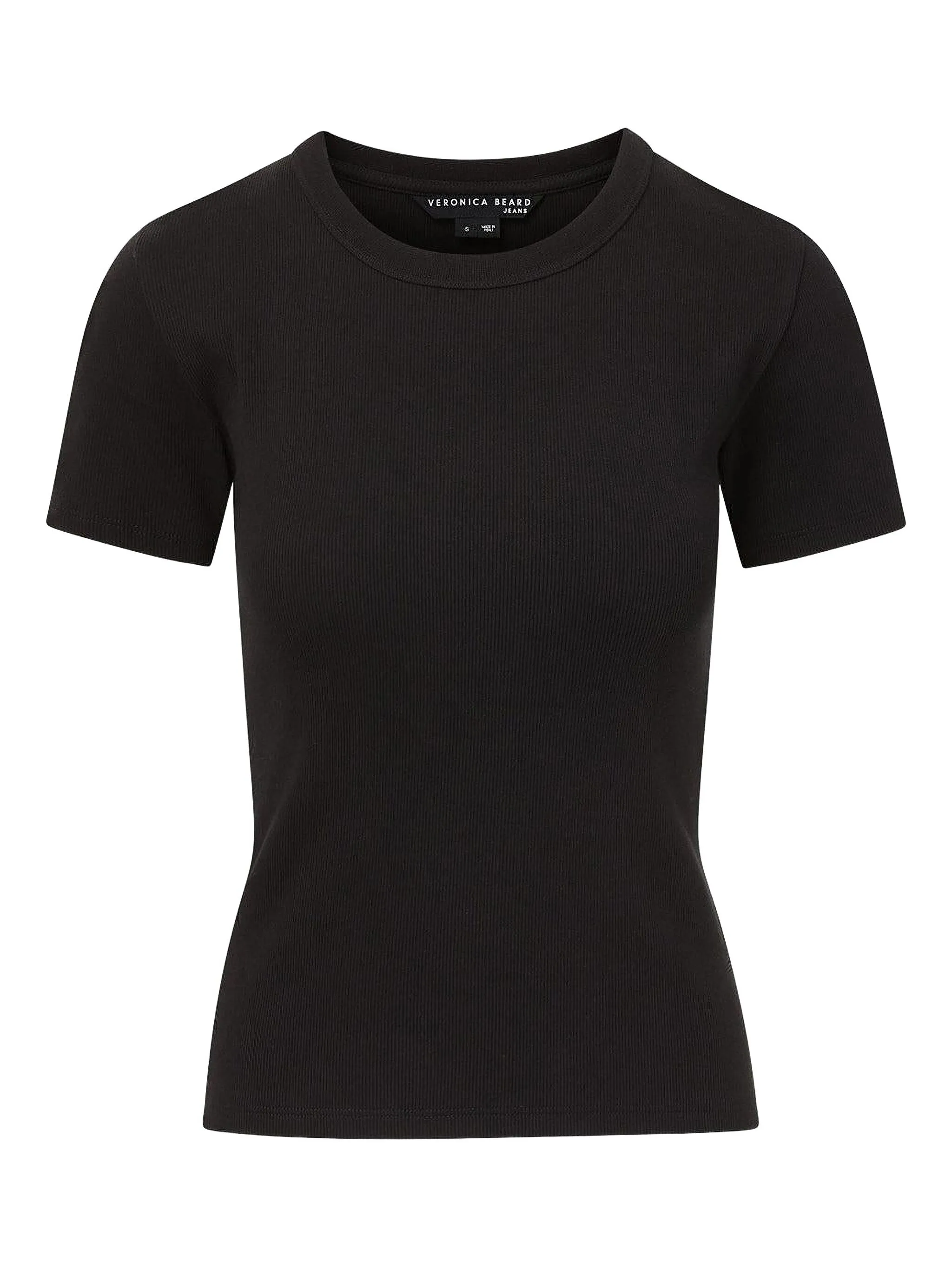 

Футболка в рубчик с круглым вырезом Veronica Beard, черный