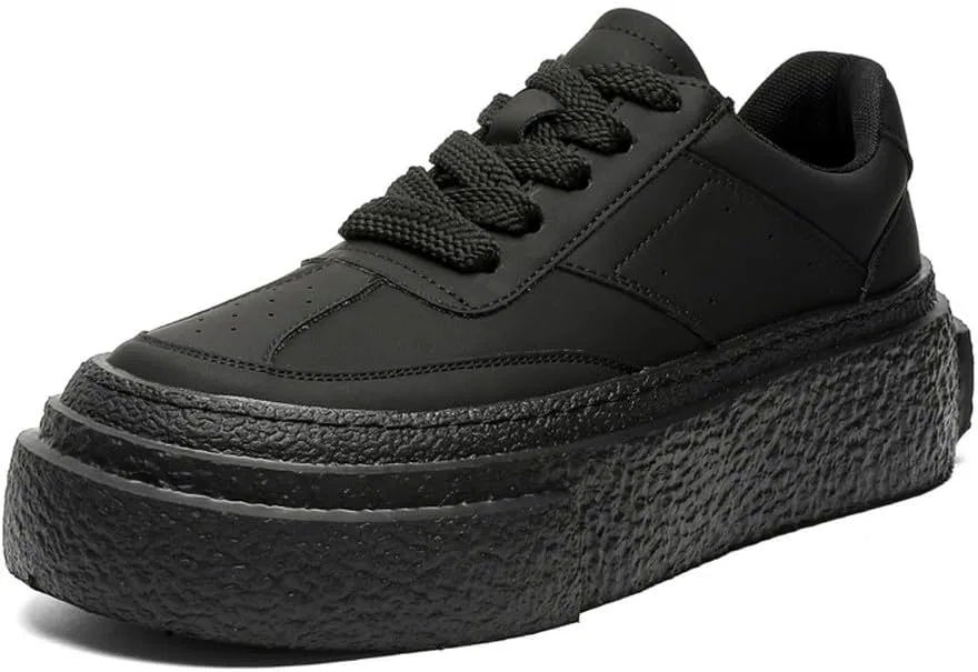 MANLADUO Мужские модные кроссовки с толстой подошвой, нескользящие, стильные, Black