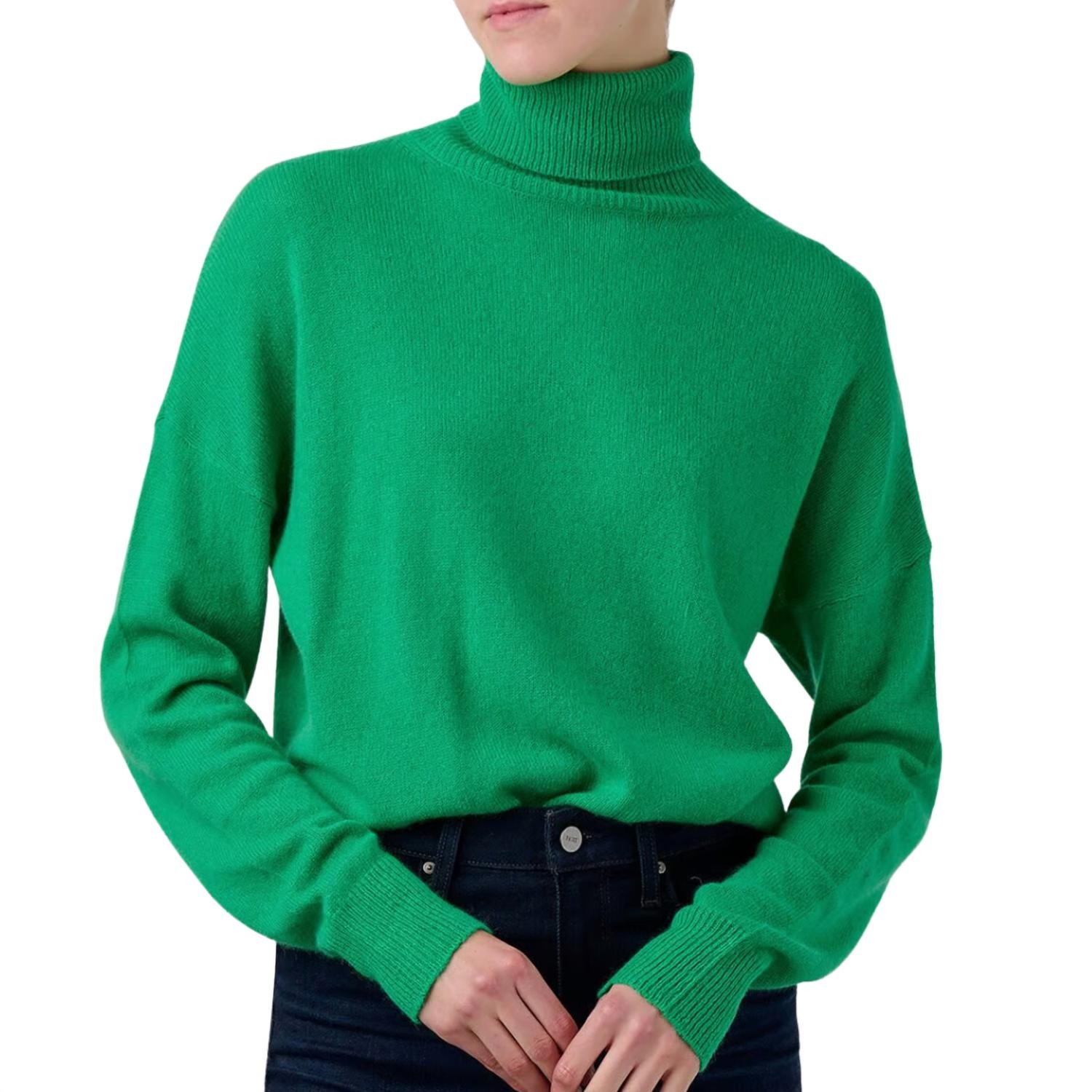 

Женский легкий свитер с отложным воротником ярко-зеленого цвета Jumper1234