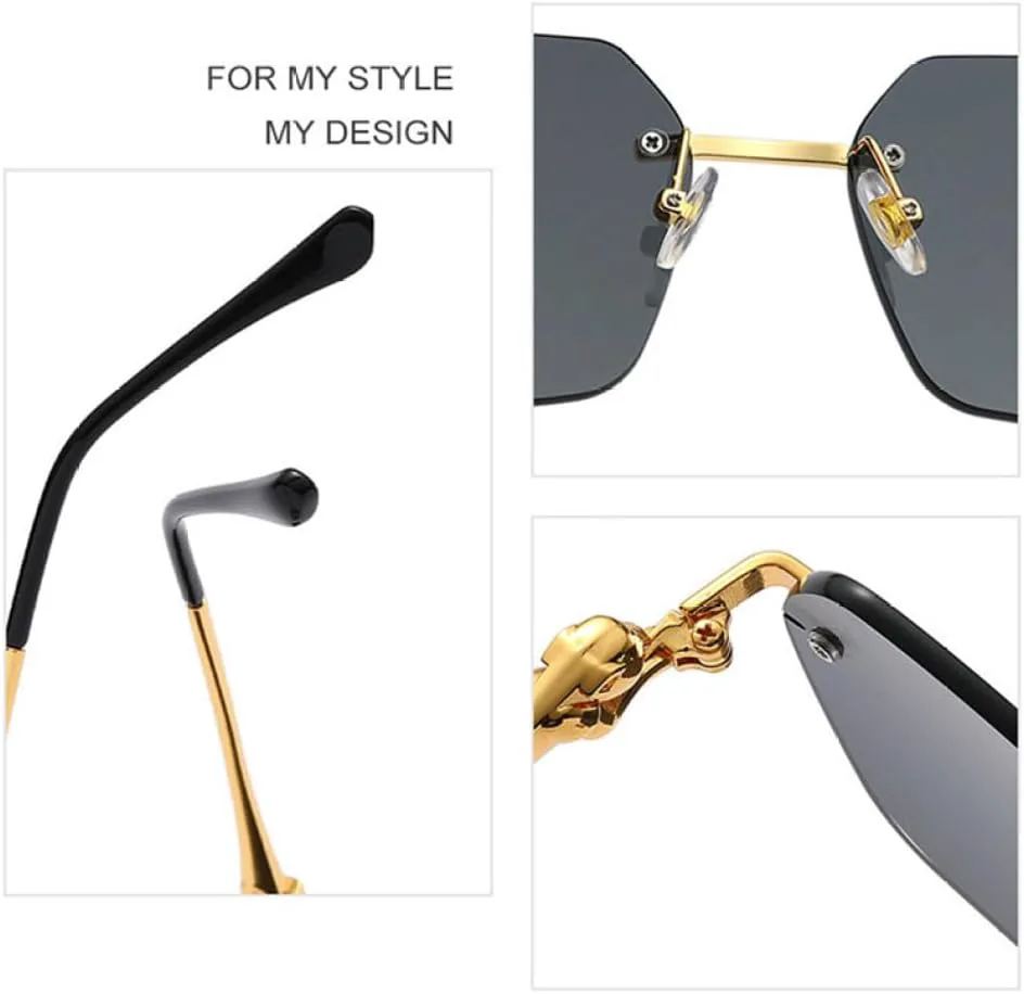 

Солнцезащитные очки без оправы с леопардовым принтом 2027 года для женщин и мужчин, в стиле ретро, ​​винтажные, модные, многоугольные MTZJH, C03 Gradient Grey