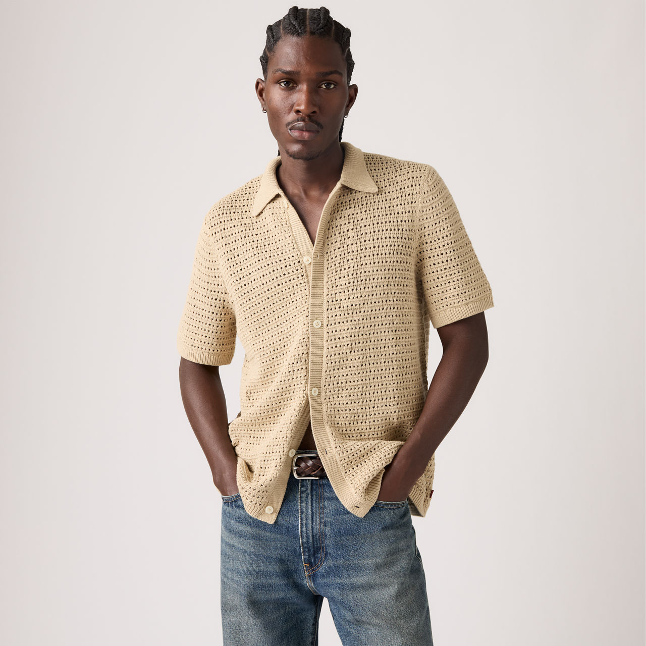 

Трикотажная рубашка-свитер Levi's, White Pepper - Tan