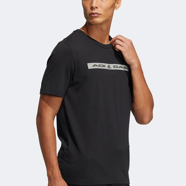Футболка adidas Alphabet Pattern Printing Round Neck Short Sleeve Black, мультиколор — фото 4