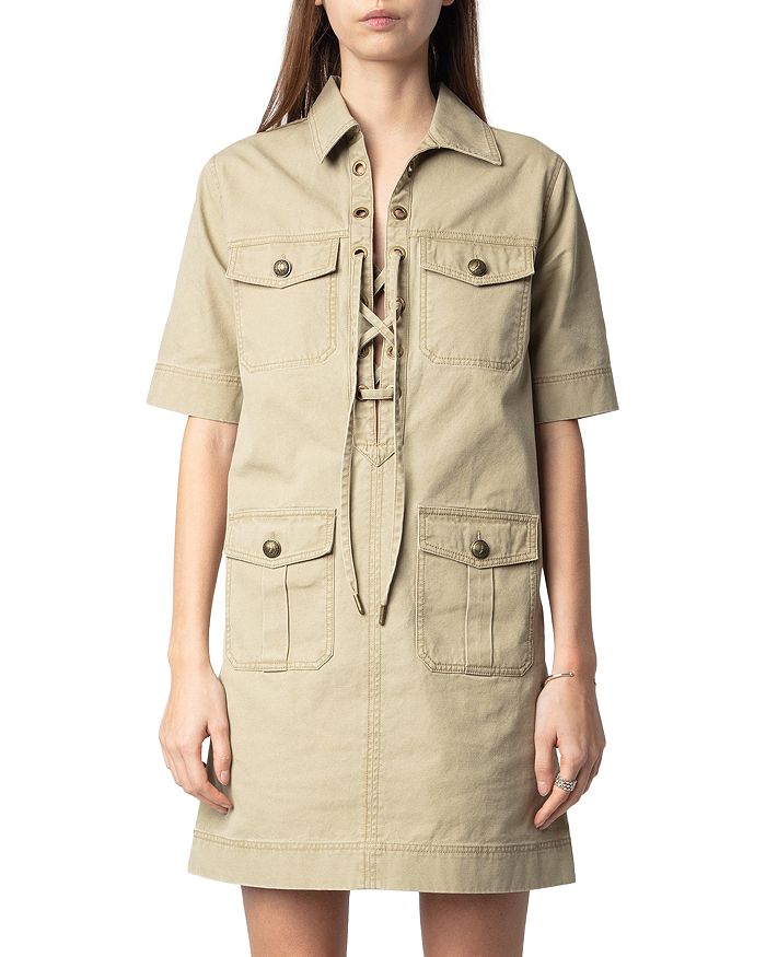 

Мини-платье Record Military Cotton Zadig & Voltaire, коричневый/бежевый