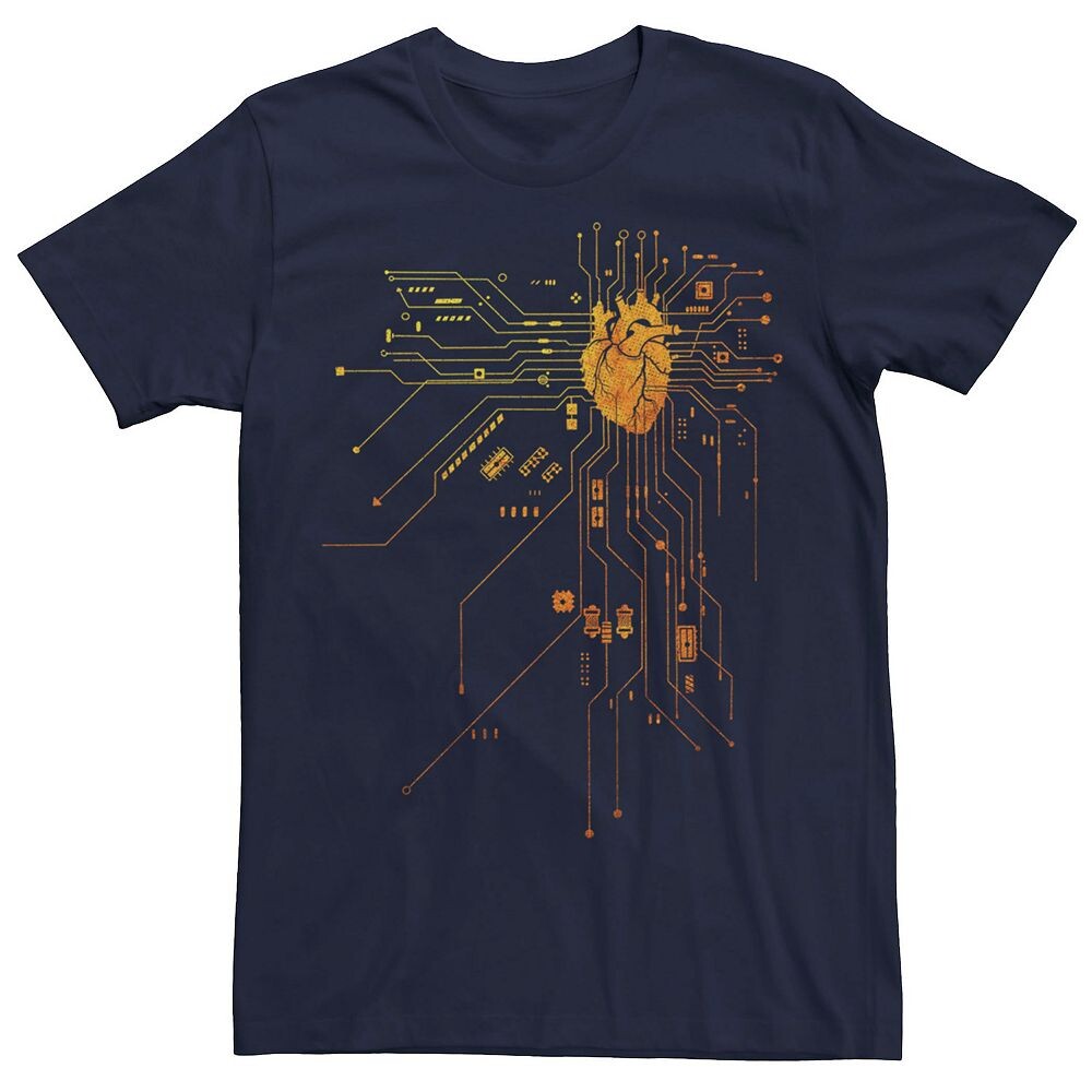 

Мужская футболка с графическим рисунком Support Life Heart Circuits Licensed Character, темно-синий