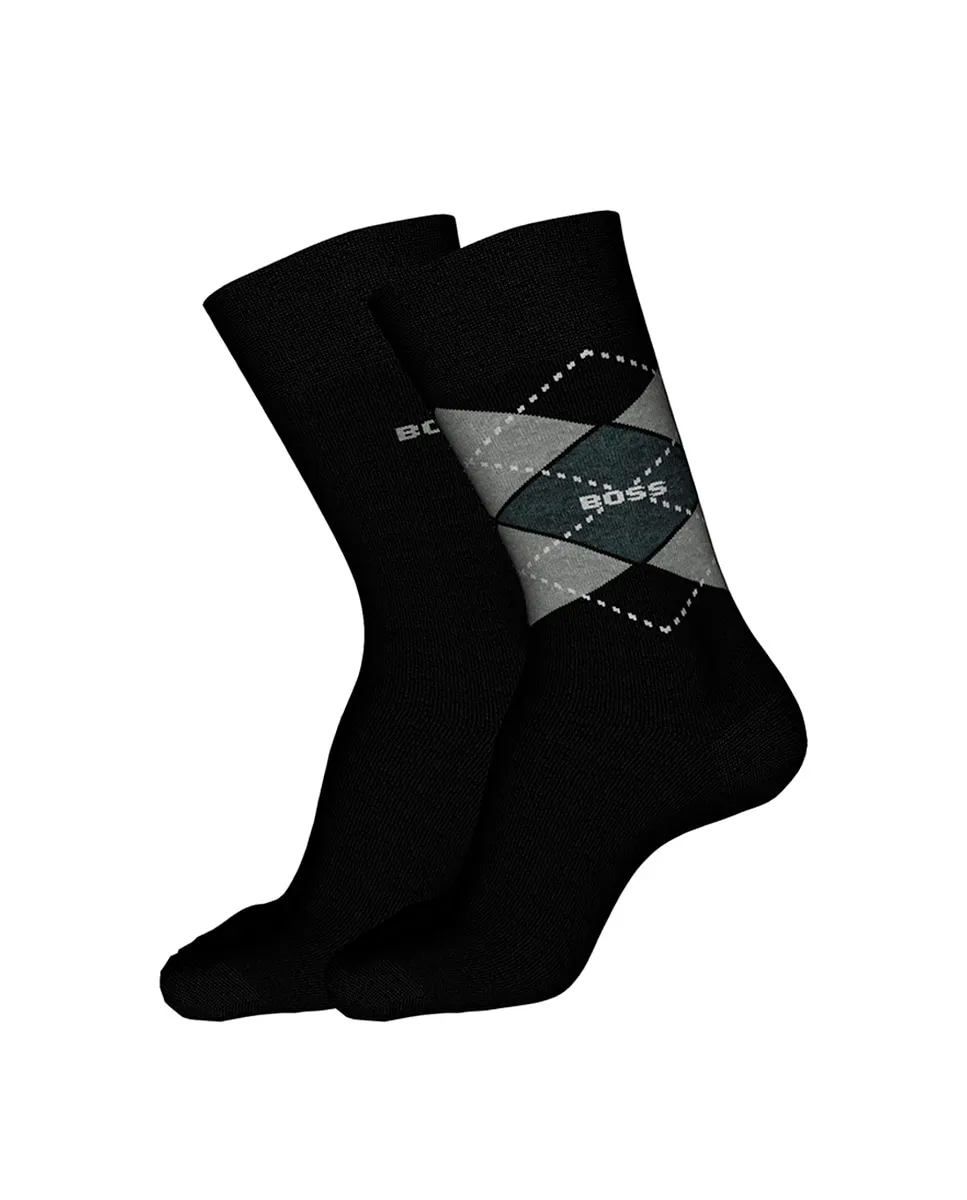 

Набор из двух мужских носков черного цвета, универсальный размер Boss