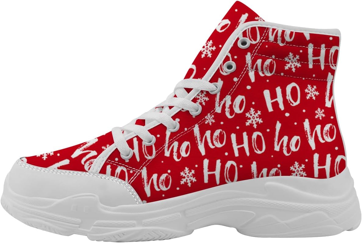 

Рождественские высокие кеды для женщин, тканевые кроссовки на платформе со шнуровкой, подарки для нее и для него Generic, белый