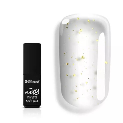 

Flexy Shes Gold Top Coat для подготовки ногтей с золотыми частицами 45 г Silcare