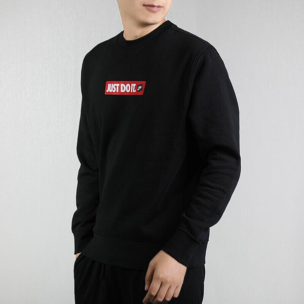 Толстовка Nike JDI Printing Fleece Lined Athleisure Casual Sports Black Round Neck Pullover Black, черный — фото 4