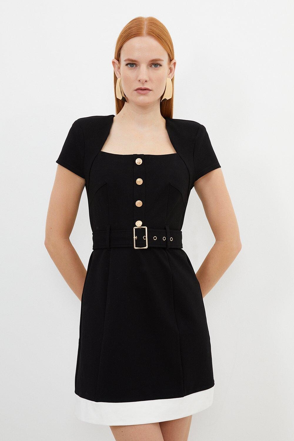 

Мини-платье из джерси Ponte Hardwear с цветными блоками и короткими рукавами Karen Millen, мультиколор