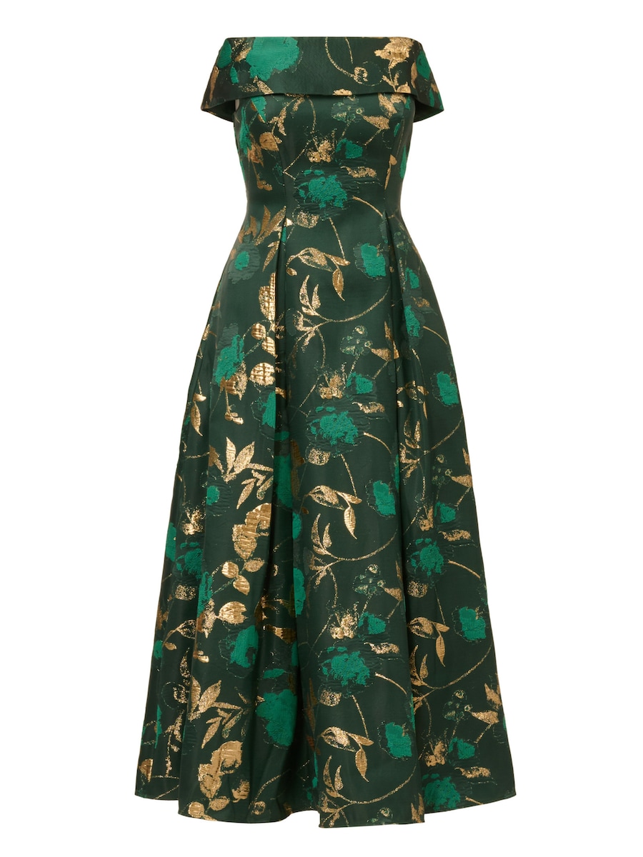 

Коктейльное платье Adrianna Papell Off Shoulder Midi Dress, темно-зеленый