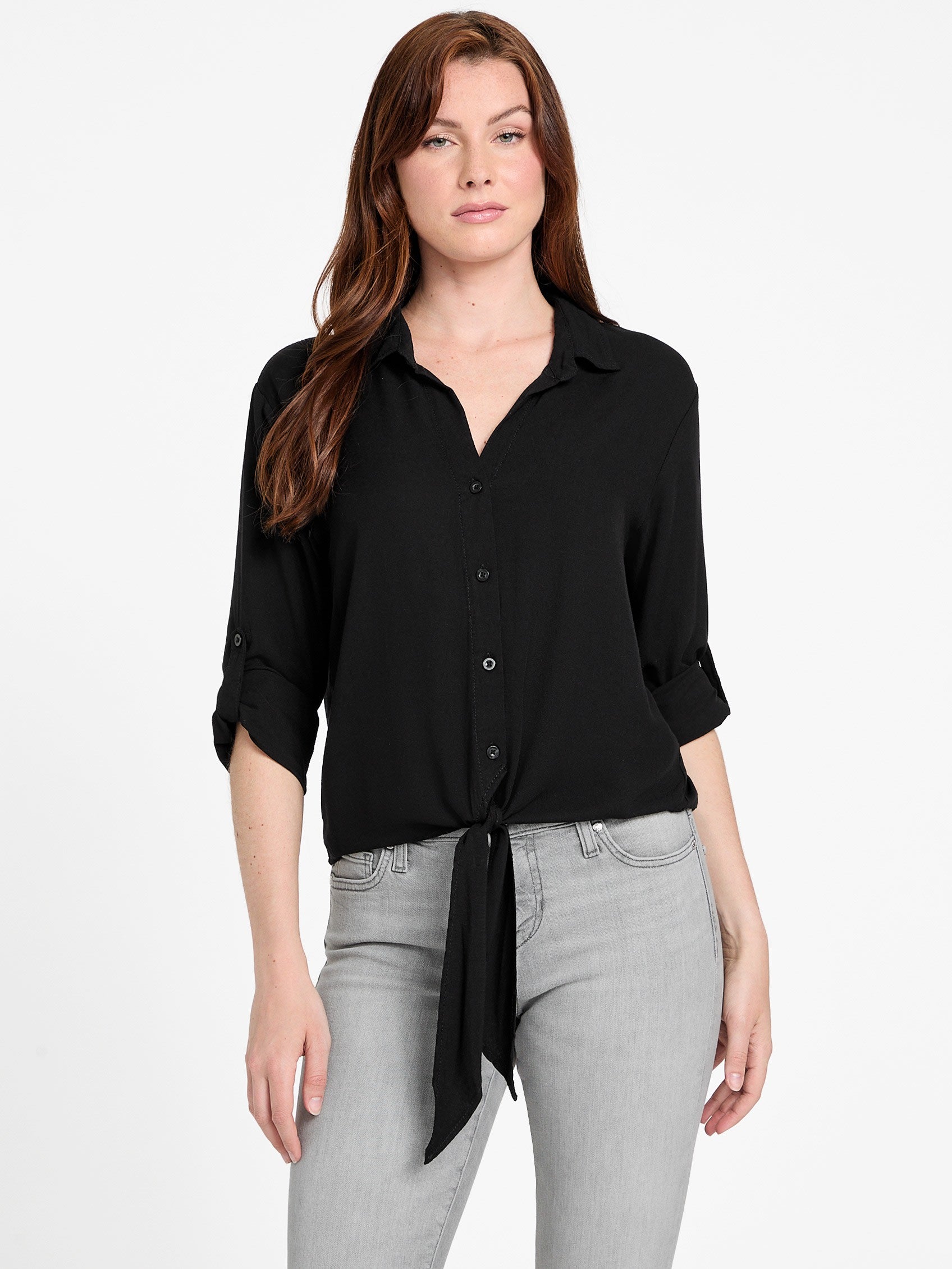 

Джексон рубашка с галстуком в рубчик Guess Factory, черный