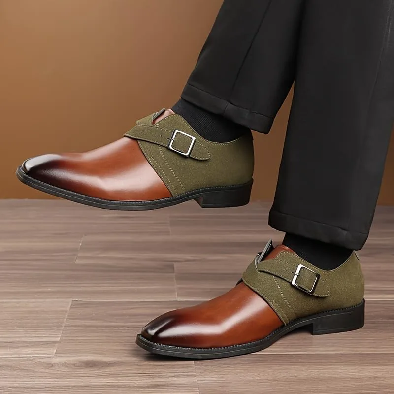 Men's Fashionable Leather Shoes - Casual and Versatile, Suitable for Business wear, Available in Large Sizes Fusecottc, коричневый — фото 2