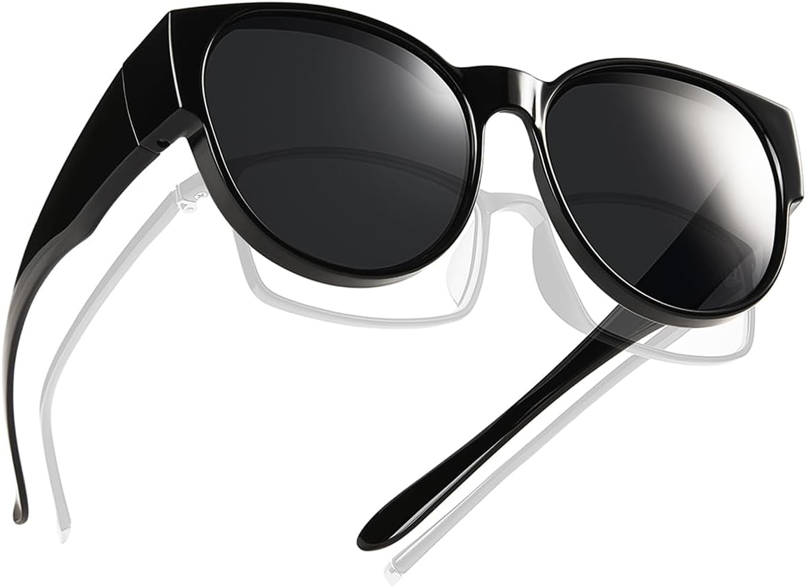 

Поляризованные солнцезащитные очки для женщин и мужчин, предназначенные для вождения, с защитой от УФ-излучения UV400, оправа «кошачий глаз» TINHAO, Black Frame/Black Lens