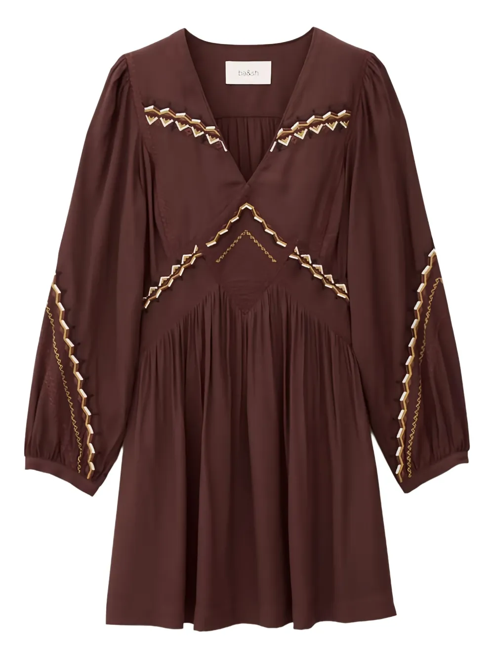 

Мини-платье Tay с вышивкой и V-образным вырезом Ba&Sh, коричневый