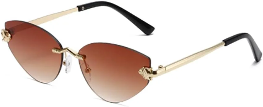 

Модные солнцезащитные очки треугольной формы без оправы с защитой от УФ-излучения и солнцезащитным козырьком Weloveushop, Gold Frame Gradually Tea Flakes