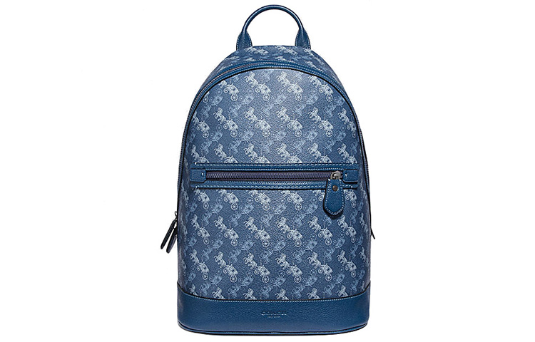 

COACH Рюкзак мужской Barrow Carriage Print Canvas с искусственной кожей, синий