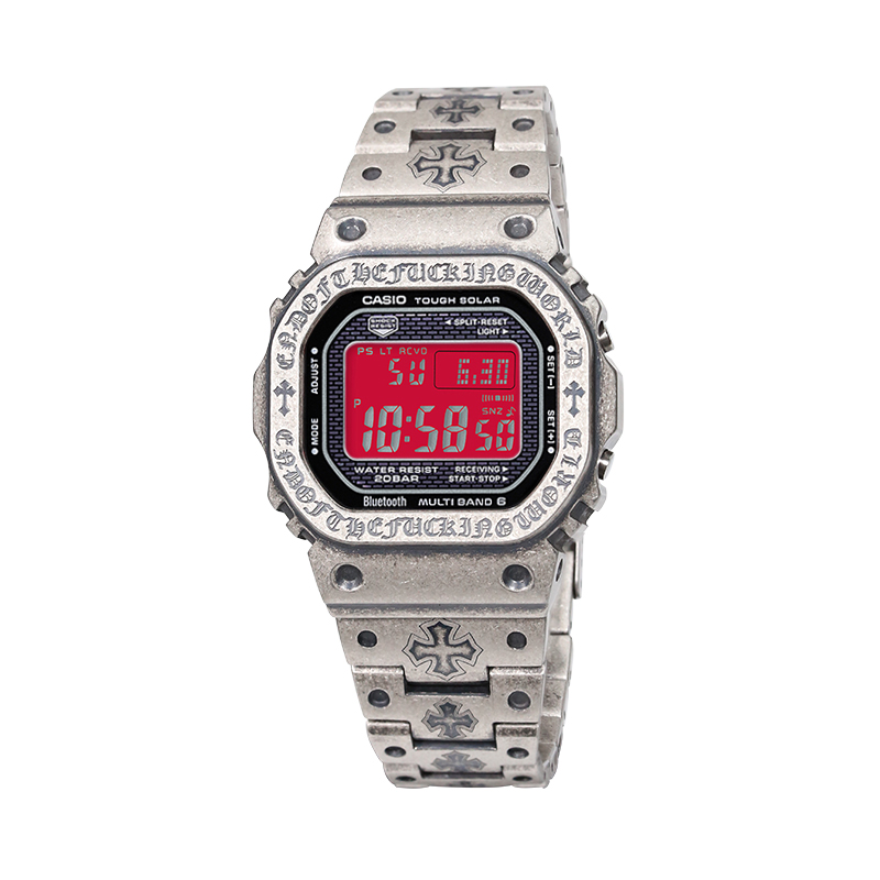 

Casio Часы Retrofit Series с солнечным механизмом, металлическим ремешком, унисекс, красный циферблат