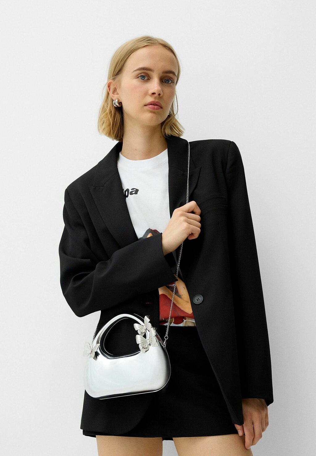 

Сумочка Bershka, серебристый