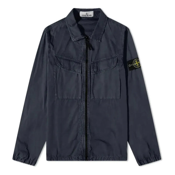 

Куртка brushed cotton canvas zip overshirt 'navy' Stone Island, синий