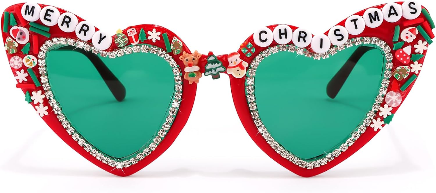 

Солнцезащитные очки на Рождество для взрослой вечеринки: забавные очки с надписью «Счастливого Рождества» с Сантой и елкой, прозрачные линзы для праздничных фотографий и украшения дома Vovii
