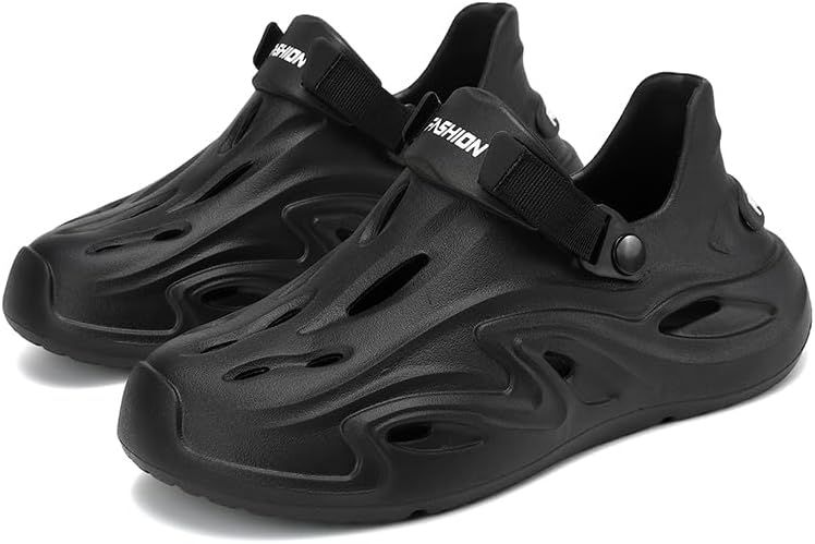 

Мужские садовые сабо Взрослые мюли Спортивные сандалии для улицы Летние водные пляжные туфли Повседневные удобные модные дышащие тапочки Легкие Miluoluo, черный