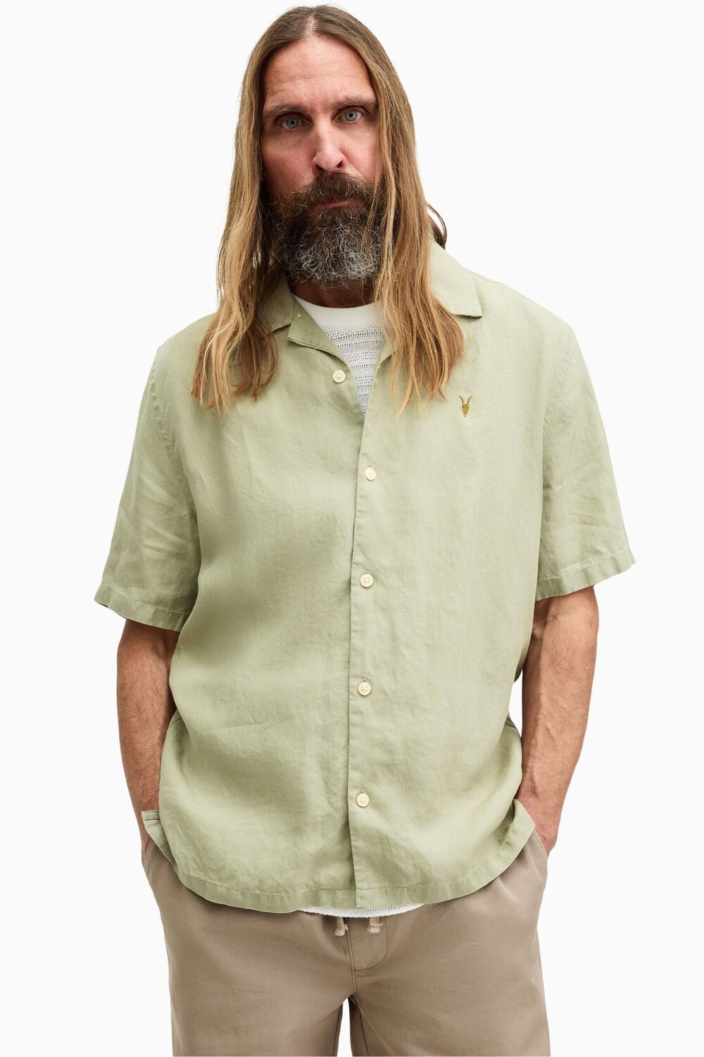 

Рубашка Allsaints audley с короткими рукавами All Saints, зеленый