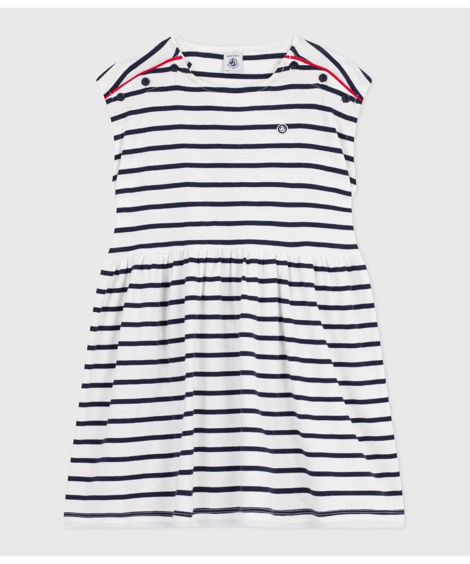 Полосатое платье без рукавов PETIT BATEAU, Off-white/Navy