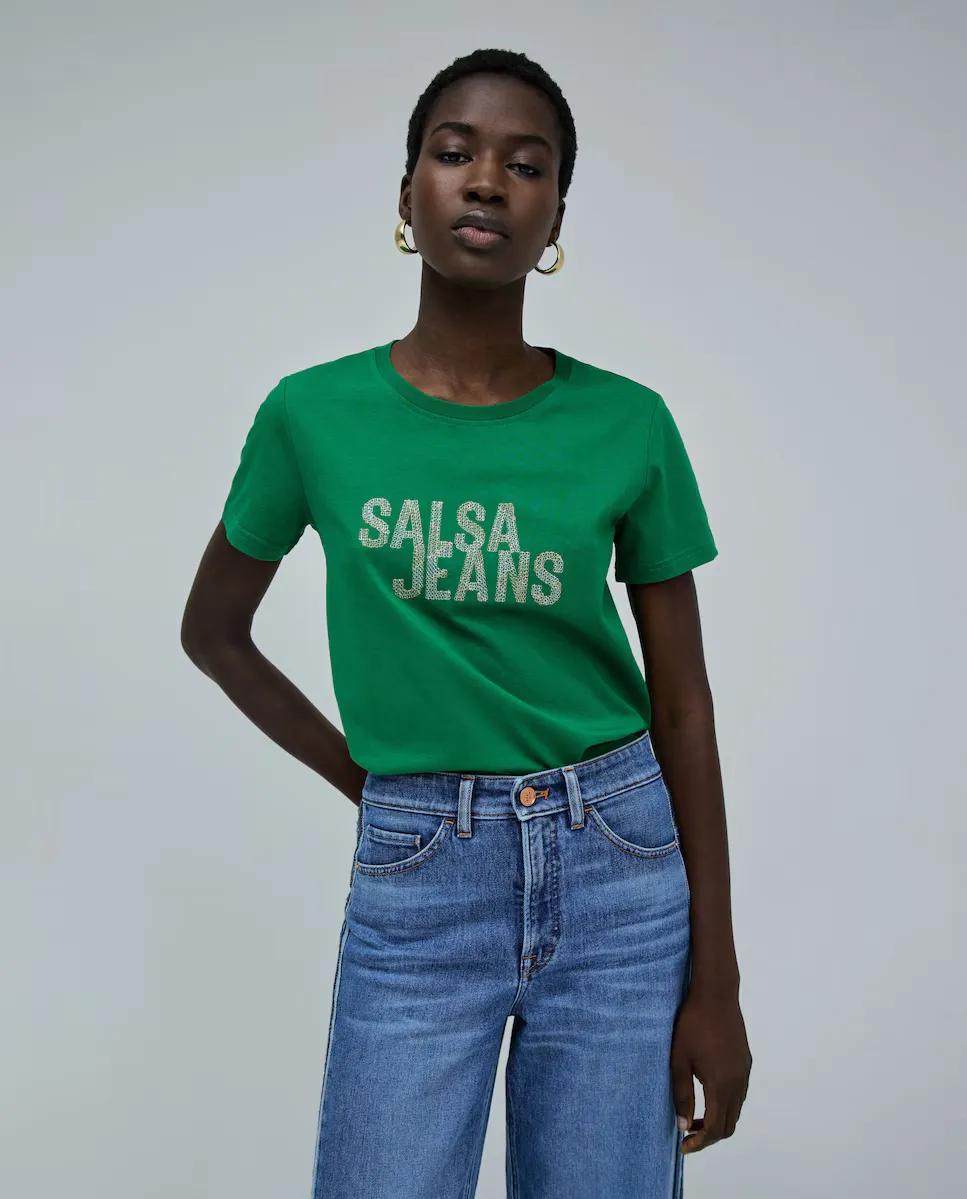 

Женская футболка с коротким рукавом из 100% хлопка Salsa Jeans, зеленый