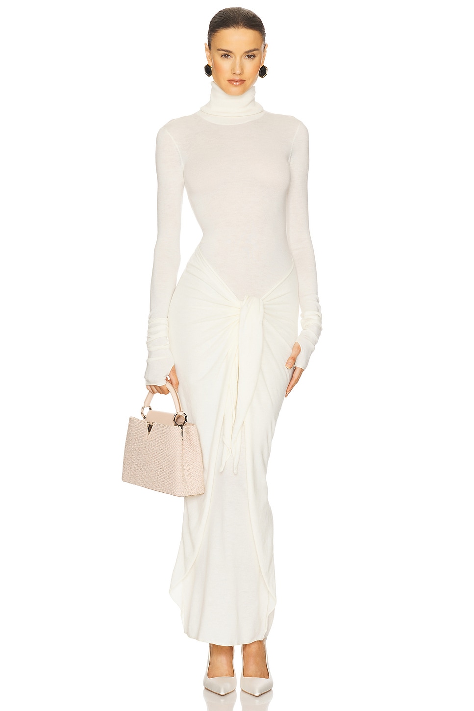 

Макси-платье из вязаного трикотажа Oakleigh Helsa, ivory
