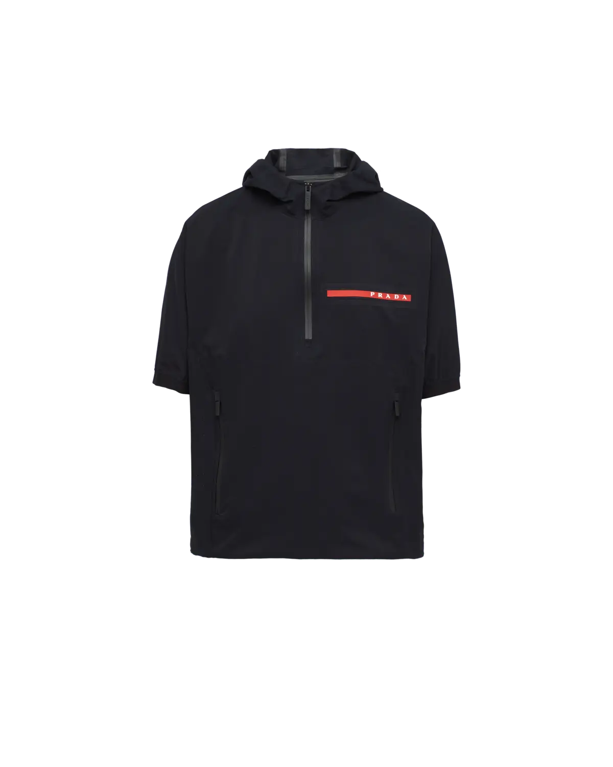 

Легкая короткая куртка с короткими рукавами из эластичной ткани Prada, черный