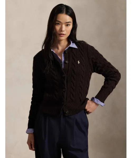 

Шерстяной кардиган Slim fit Polo Ralph Lauren, коричневый