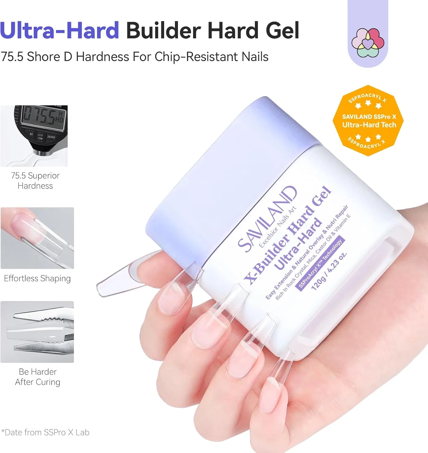 Гель для наращивания ногтей SAVILAND Super Hard Builder Gel, 100 г Saviland — фото 3