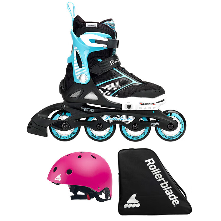 

RollerBlade Официальные роликовые коньки для детей, для мальчиков и девочек, начинающих, сине-черные (Premium Set B), размер L (36.5-40.5 см)