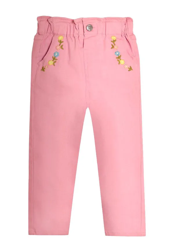 Брюки прямого кроя с цветочной вышивкой Jojo Maman Bébé, Mid Pink