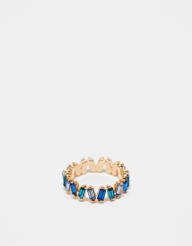 

ASOS DESIGN – Золотое кольцо с синими камнями багетной огранки