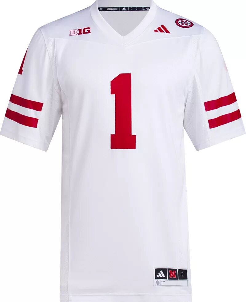 Мужская белая футбольная майка Adidas Nebraska Cornhuskers Premier Replica — фото 2