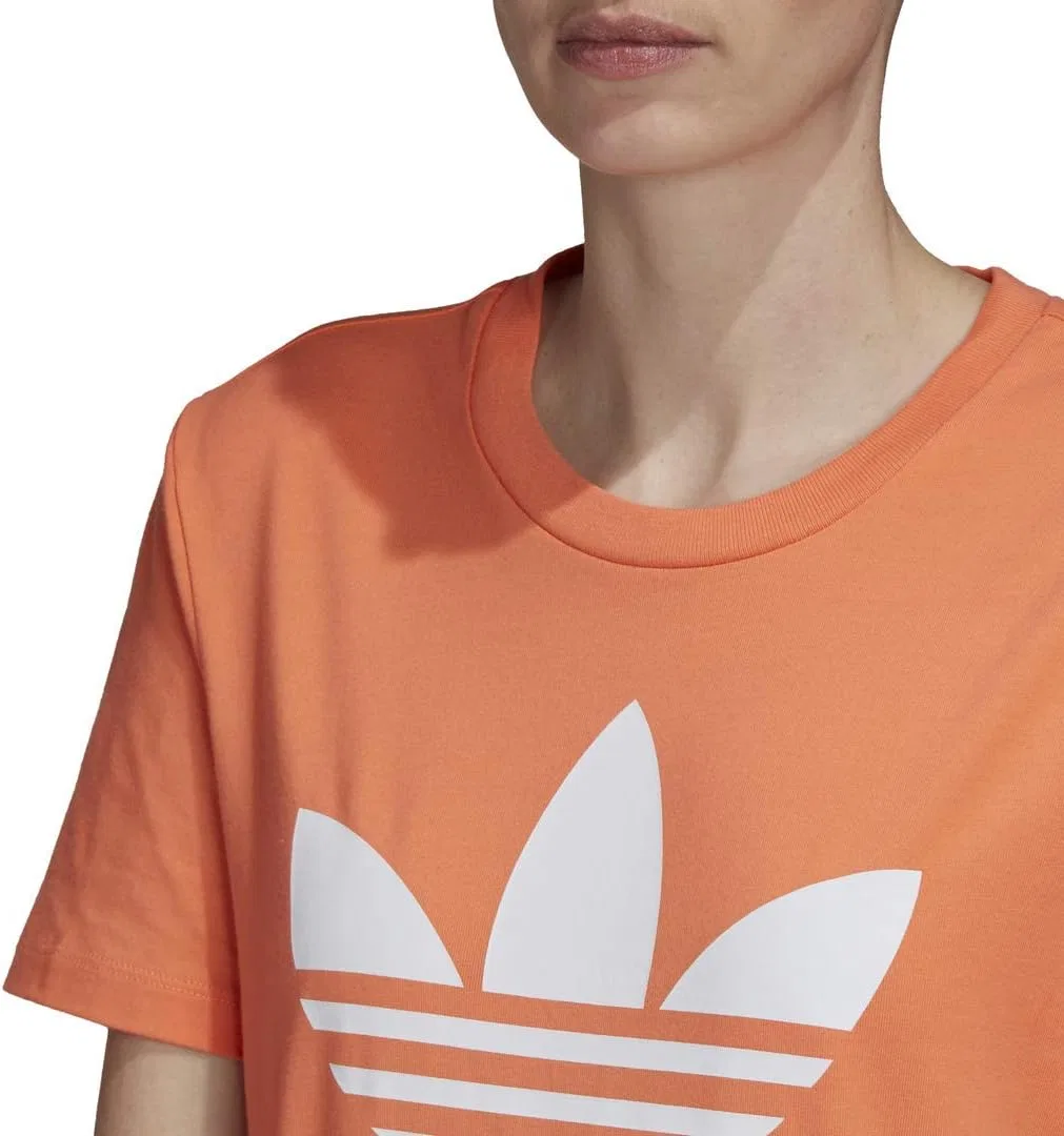 Футболка с принтом Trefoil, adidas, Semi Coral/White — фото 3
