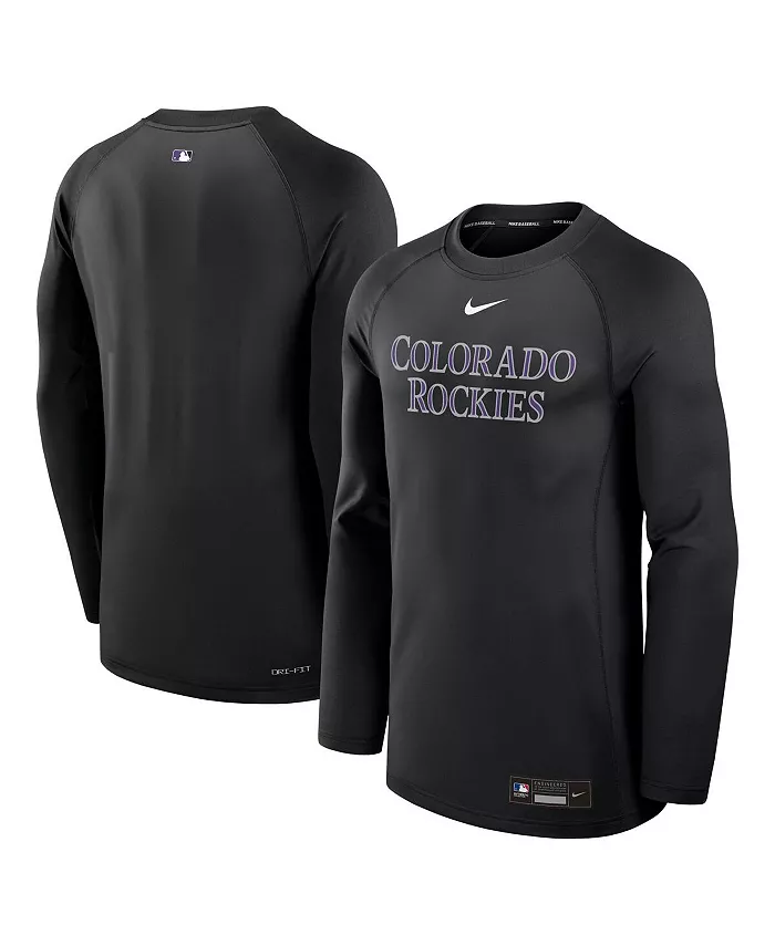 

Мужская черная футболка с длинным рукавом Authentic Collection Game Time Raglan Performance Colorado Rockies Nike
