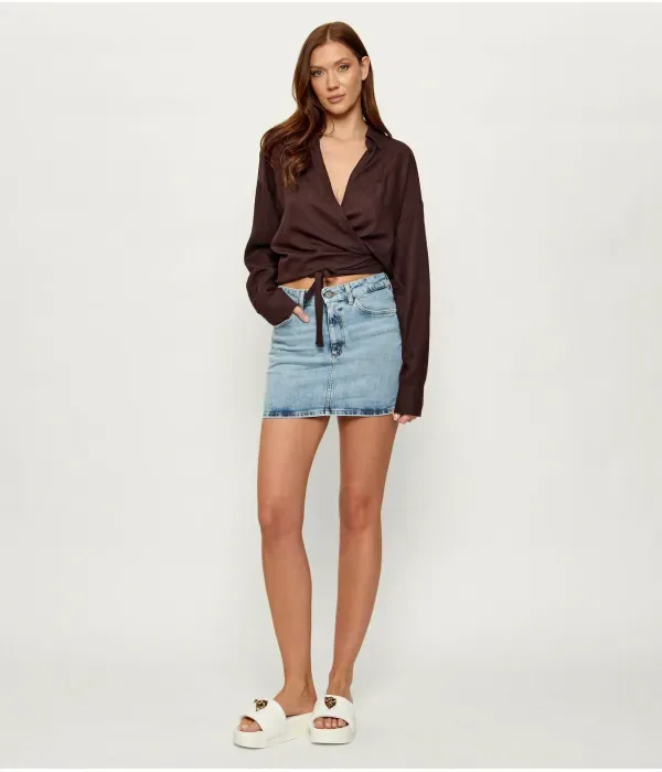 Рубашка cropped fit Emporio Armani, коричневый — фото 2