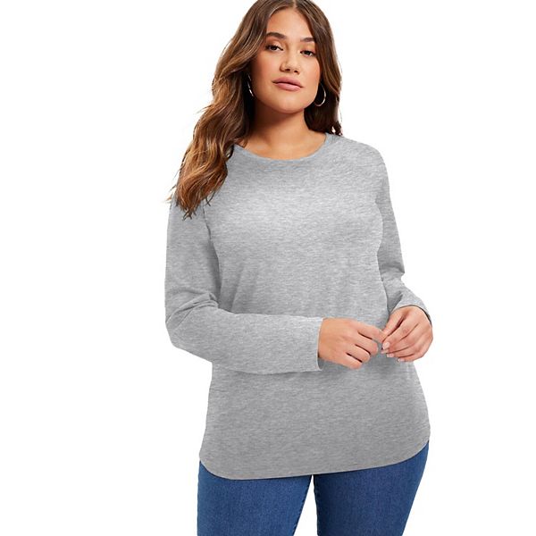 

Футболка June + Vie с длинным рукавом и круглым вырезом для женщин plus size June & Vie, Heather Grey, Серый, Футболка June + Vie с длинным рукавом и круглым вырезом для женщин plus size June & Vie, Heather Grey