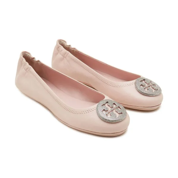 Кожаные балетки Minnie Travel Ballet Pave Tory Burch, розовый — фото 2