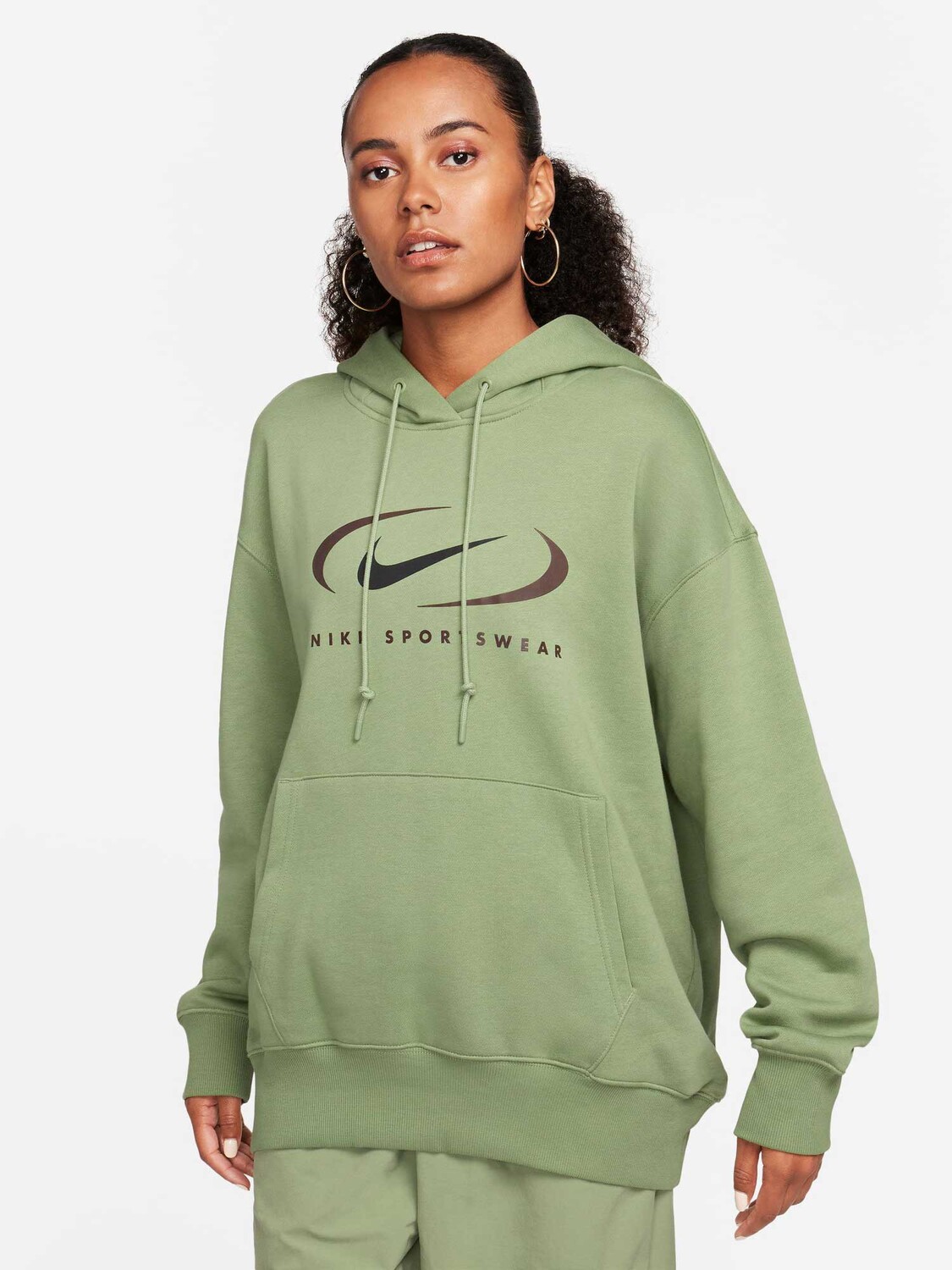 

Толстовка Nike W NSW FLC OS PO HDY SWSH, зеленый
