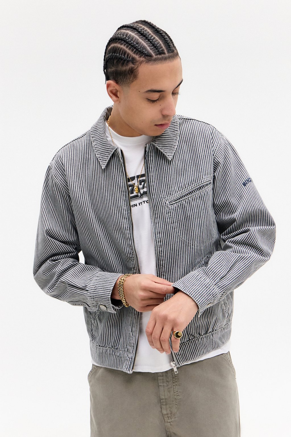 

Джинсовая куртка STRIPE HARRINGTON BDG Urban Outfitters, черный
