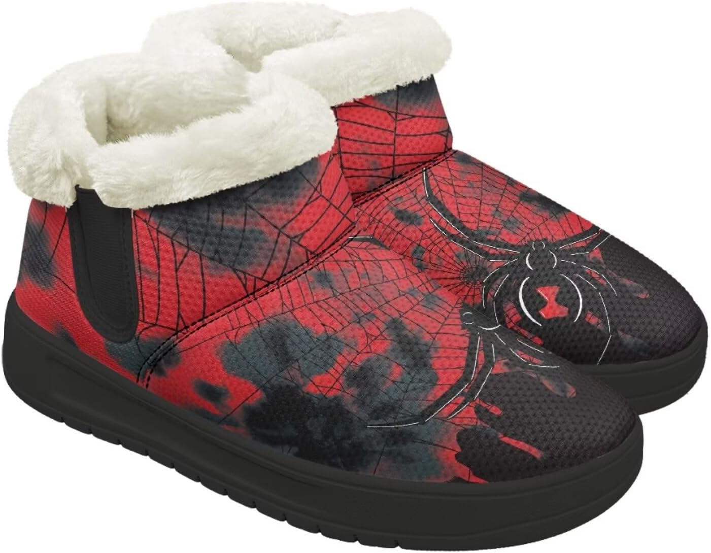 

Зимние ботинки Forchrinse для женщин и мужчин, с меховой подкладкой, для ходьбы на улице, короткие, с теплой подошвой и противоскользящей стелькой, Halloween Spider